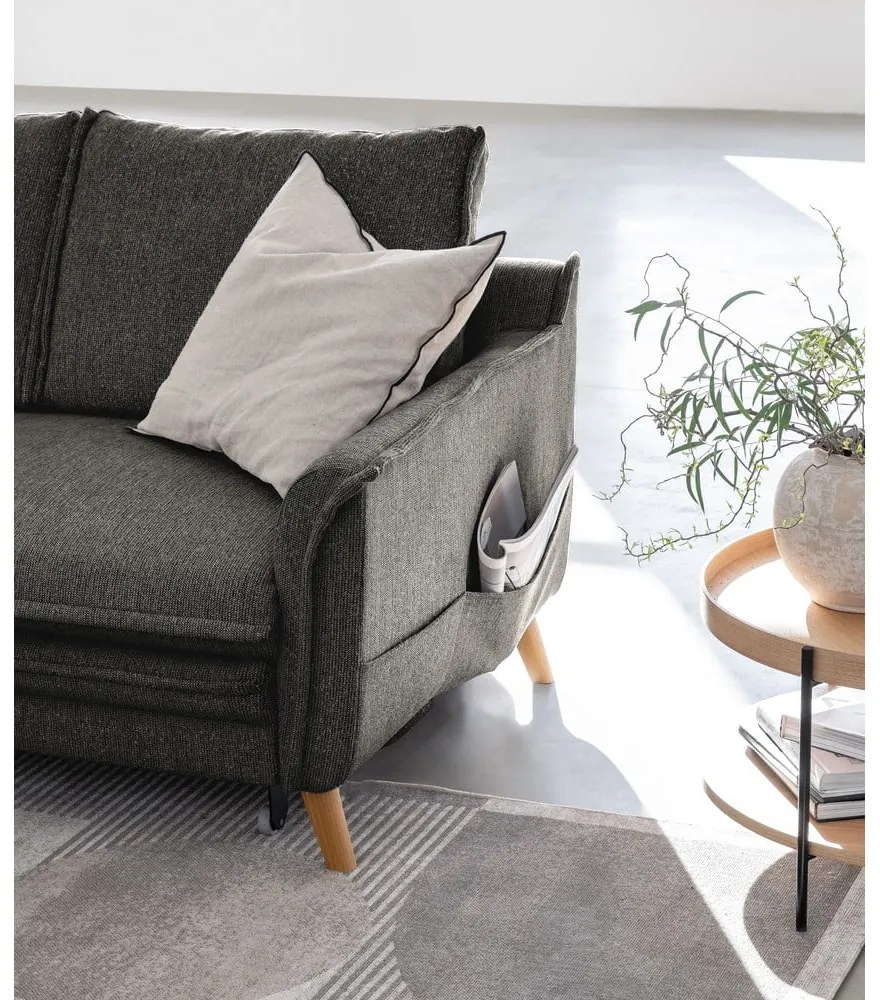 Тъмносив разтегателен ъглов диван (ляв ъгъл) Charming Charlie – Miuform