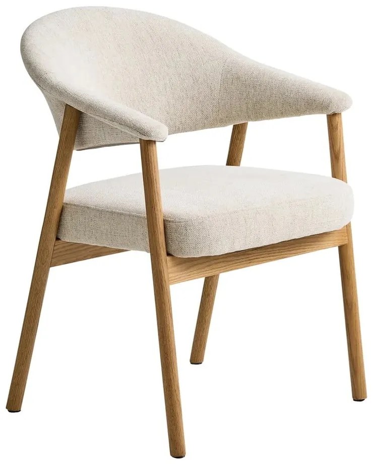 Кремави трапезни столове в комплект с подлакътници 2 бр. от масивен дъб Elk – Unique Furniture