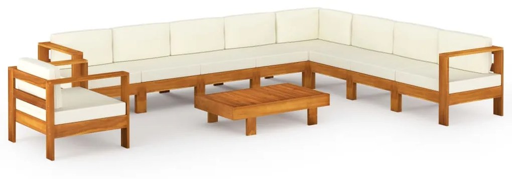 3057944 vidaXL Градински комплект с възглавници, 10 части, 100x60 см, акациево дърво