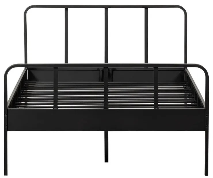 Черно метално единично легло с решетка 120x200 cm Mees - WOOOD