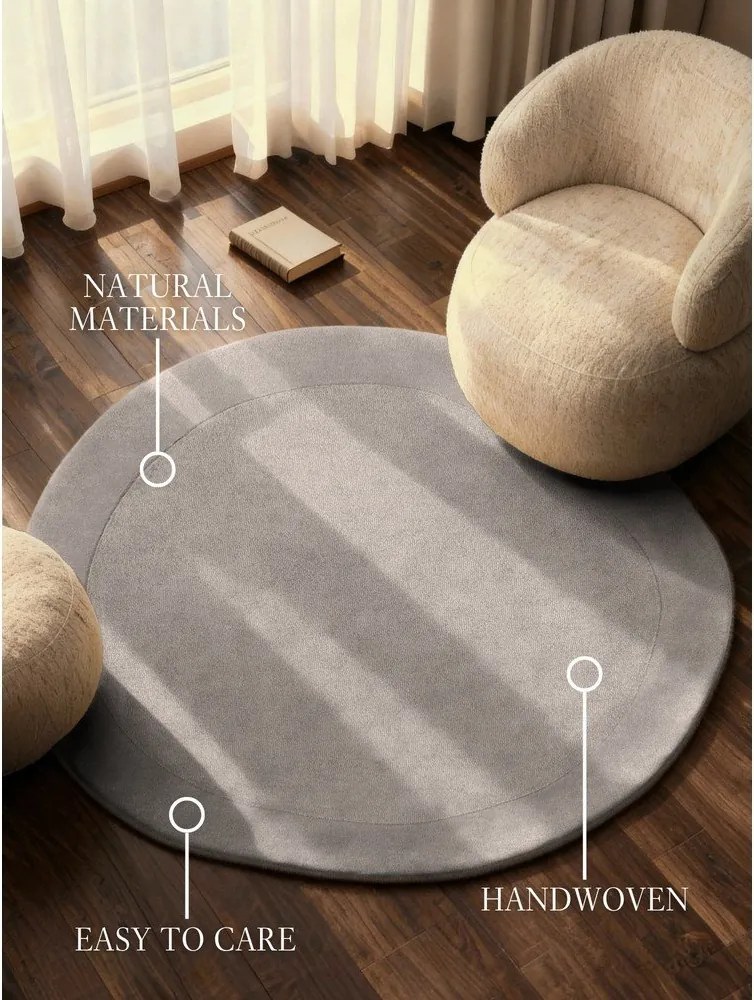 Сив ръчно изработен кръгъл килим със смес от вълна ø 160 cm Kari Organic – Villeroy&amp;Boch