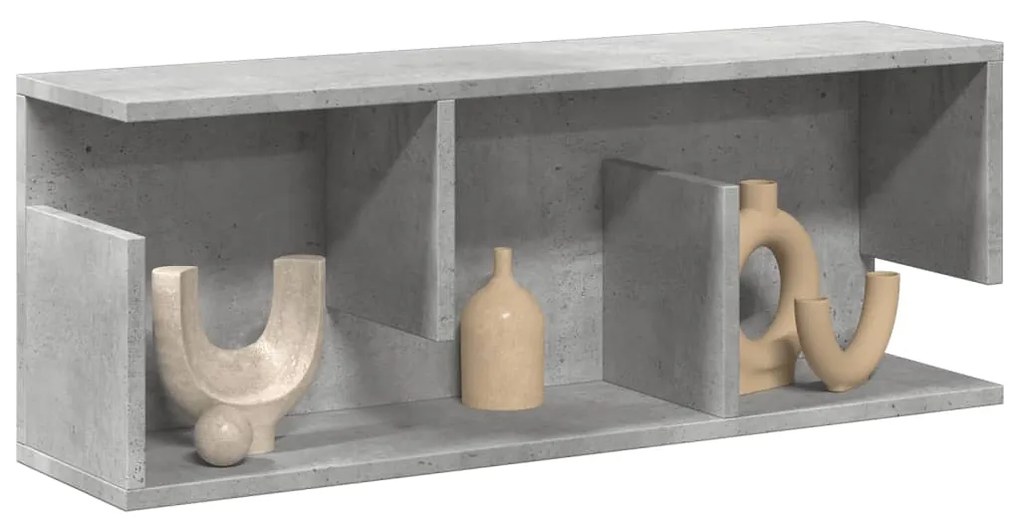 854835 vidaXL Стенен шкаф, 80x20x30 см, бетонно сив, инженерно дърво