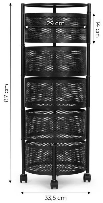 Рафт с кошници в черно на колела