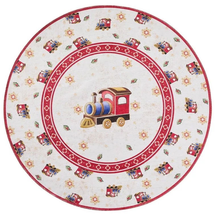 Червен кръгъл килим с коледен мотив ø 160 cm Toy's Delight Train – Villeroy&amp;Boch