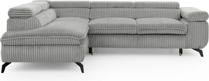 Светлосив ъглов диван от рипсено кадифе (ляв ъгъл L форма) Marbeya – Ropez