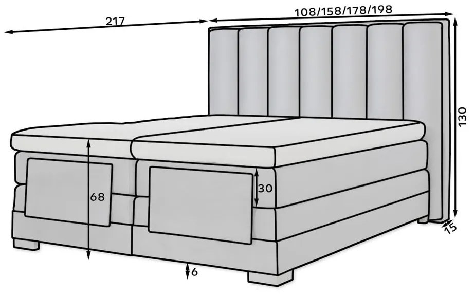 Тапицирано легло Villard с матрак и топ матрак-Mple Skouro-140 x 200