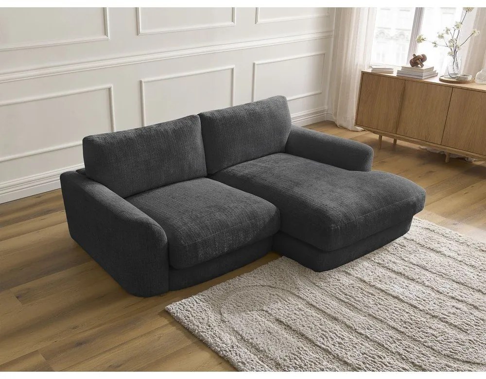 Черен шенилов ъглов диван (десен ъгъл) Leonore – Bobochic Paris