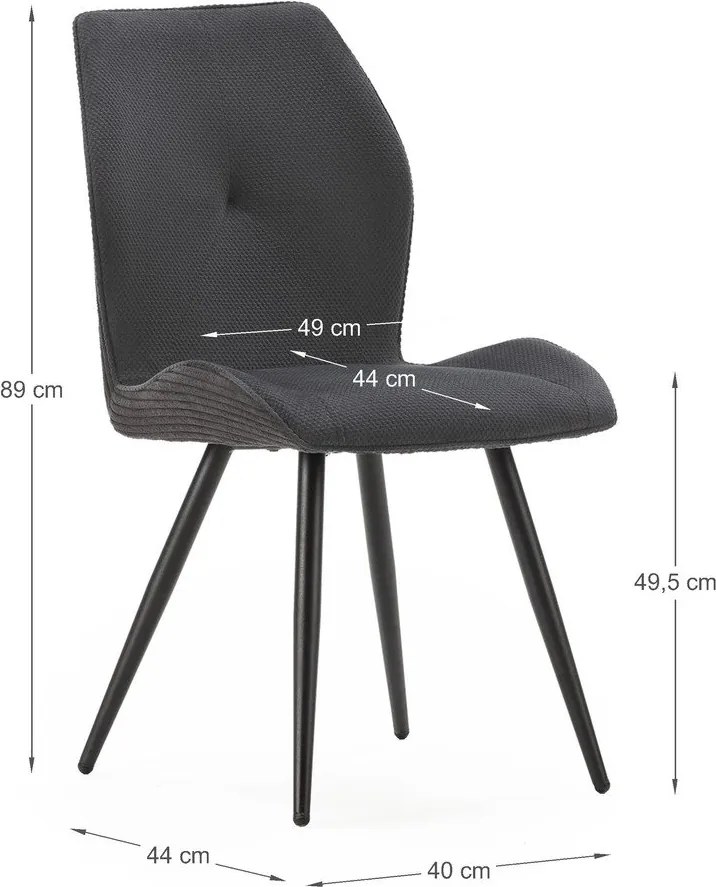 Черни велурени трапезни столове в комплект 2 бр. Adaya – Marckeric