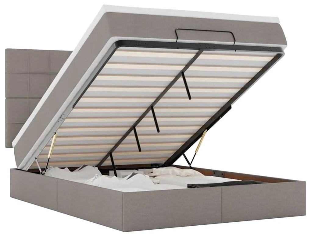 3314014 vidaXL Османска легло с матрак и LED, таупе, 140x200 см, плат