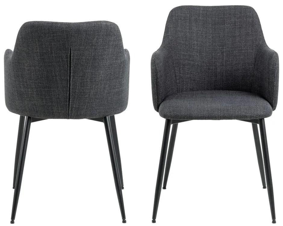 Антрацитни тапицирани трапезни столове в комплект 2 бр. Ilsa – Actona