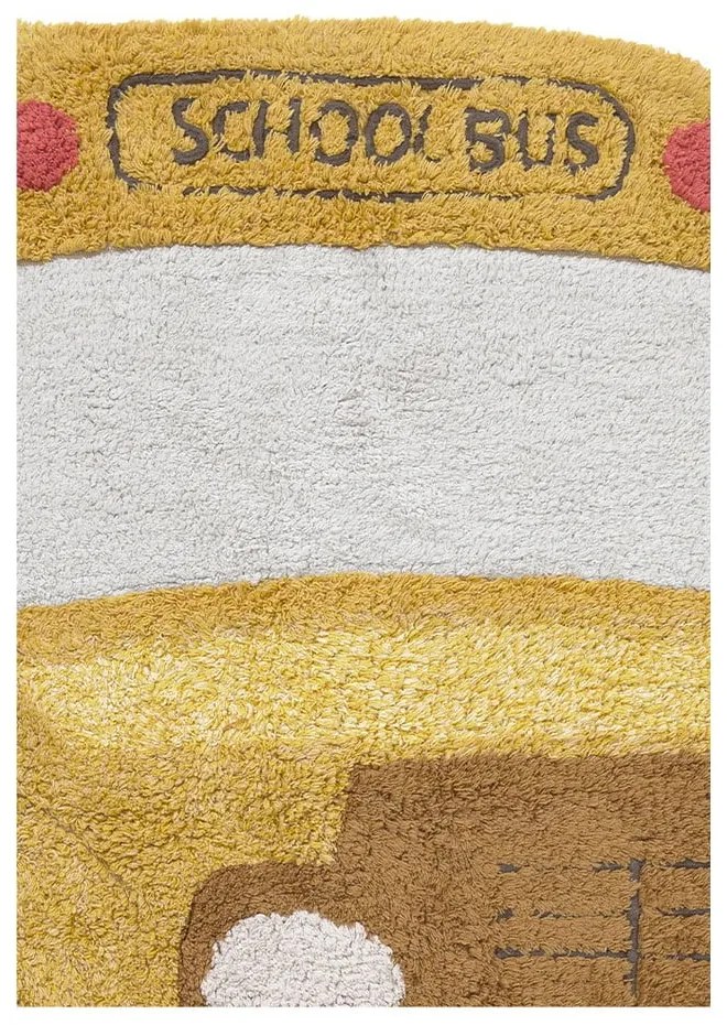 Памучен детски килим подходящ за пране/ръчно изработен в цвят жълта охра 90x130 cm School Bus – Lorena Canals