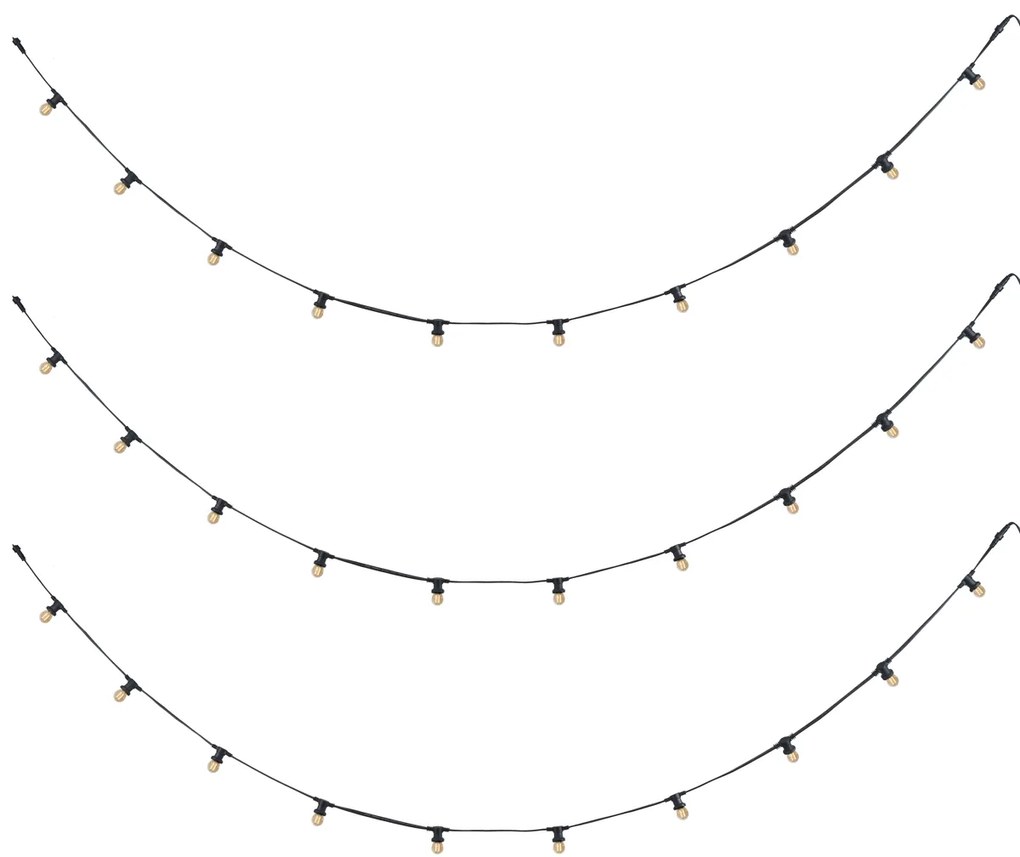 Свързващи се черни гирлянди с щепсел 18 м вкл. E27 P45 30 лампи IP44 - Lubber