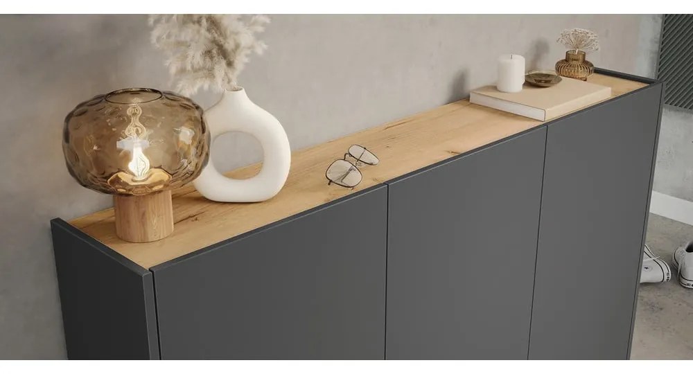 Антрацитно шкафче от декор от дъб 138x105x25 cm Libbiano – Germania