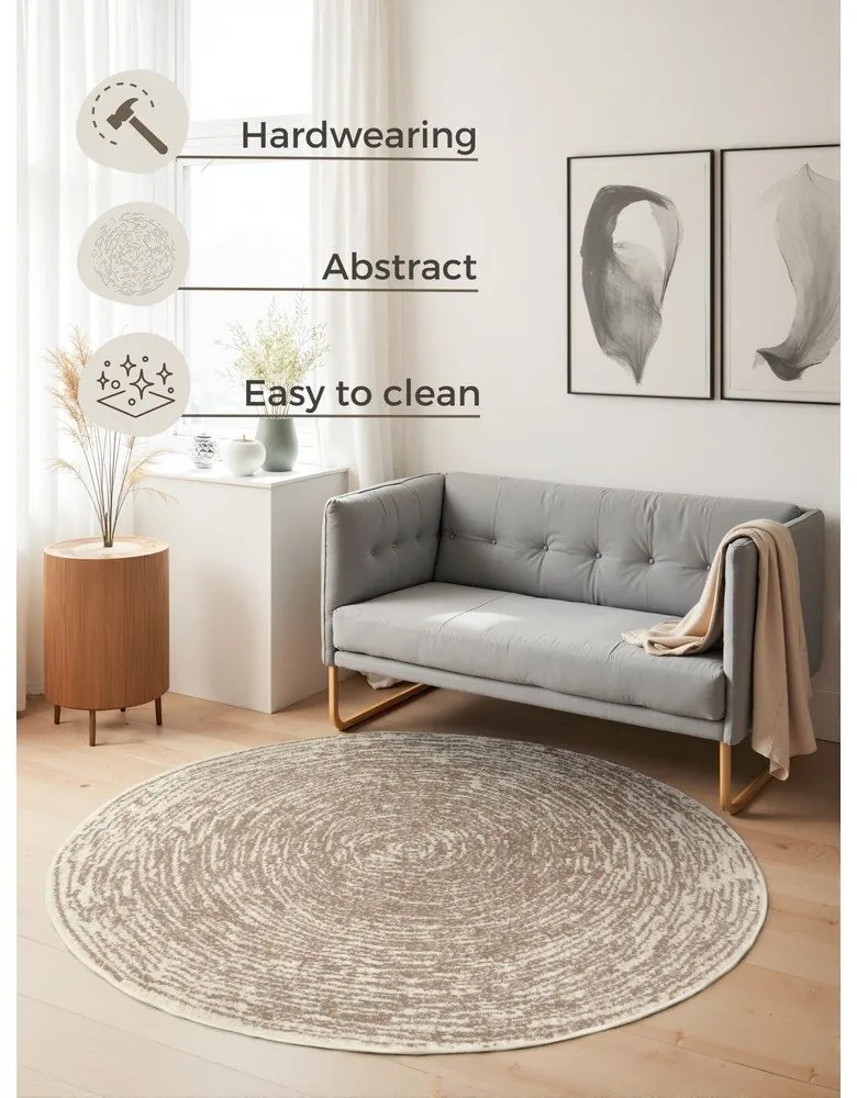 Бежово-кремав кръгъл килим ø 120 cm Gloria Cavallo – Hanse Home