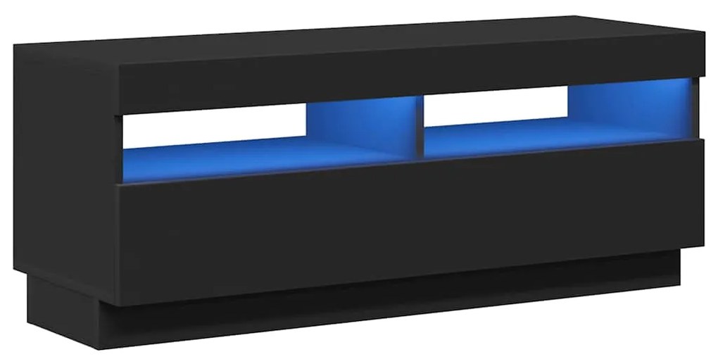 804455 vidaXL ТВ шкаф с LED осветление, черен, 100x35x40 см