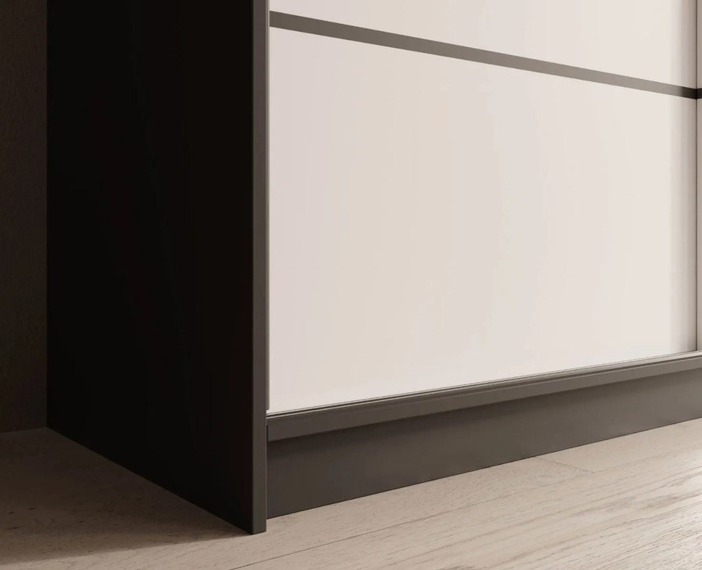 Гардероб Galadriel 250 с плъзгащи врати-Черен-Бял