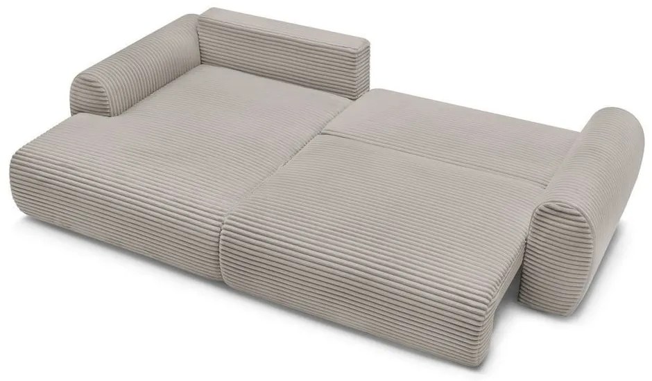 Светлосиво-бежов разтегателен ъглов диван от рипсено кадифе (ляв ъгъл) Lucien – Bobochic Paris