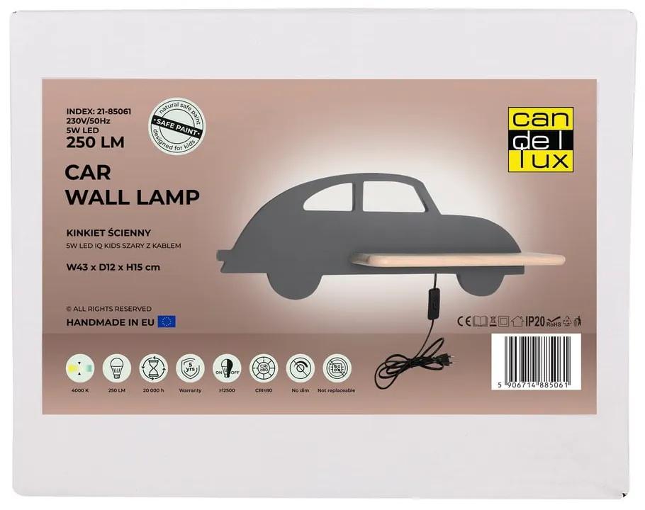 Сиво детско осветително тяло Car - Candellux Lighting