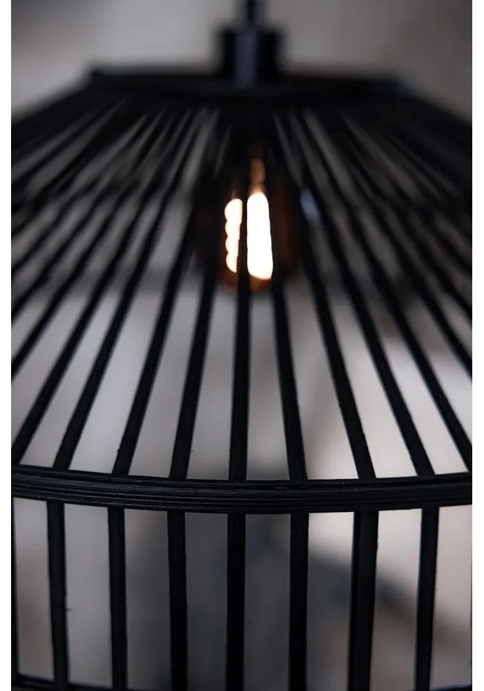 Черно висящо осветително тяло с бамбуков абажур ø 70 cm Tapa – Markslöjd