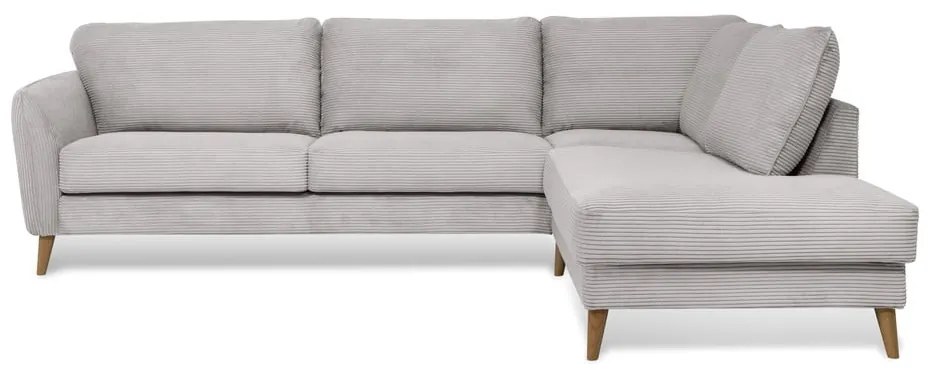 Светлосив ъглов диван от рипсено кадифе (десен ъгъл) Paris – Scandic