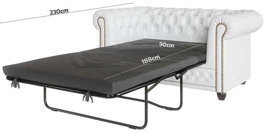 Бял разтегателен диван в имитация на кожа 148 cm York - Ropez