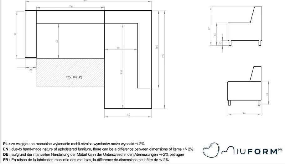 Светлосин ъглов разтегателен диван десен ъгъл Dazzling Daisy - Miuform