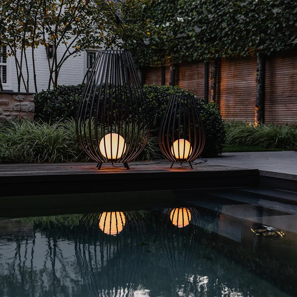 Комплект подови лампи черен с опал 110 см и 70 см - Angela