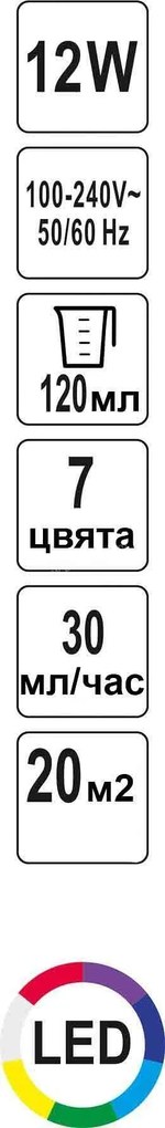 ултразвуков арома дифузер 120 мл - 20м2