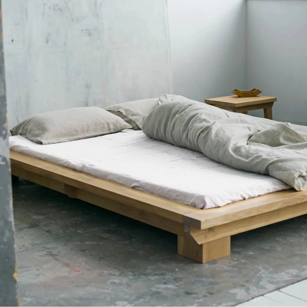 Бял еластичен ленен чаршаф 200x200 cm White – Linen Tales