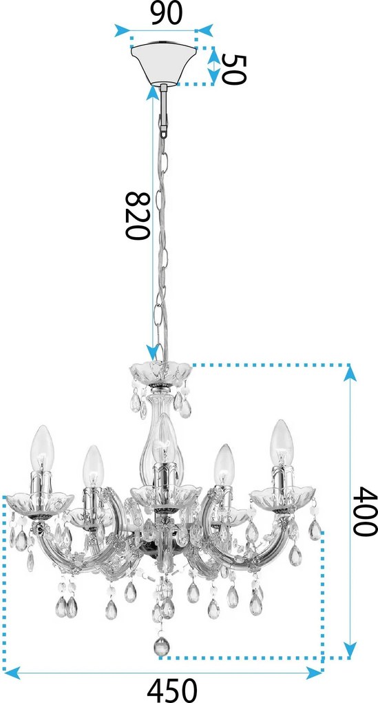 ЛАМПА EBT003-5CP GREY