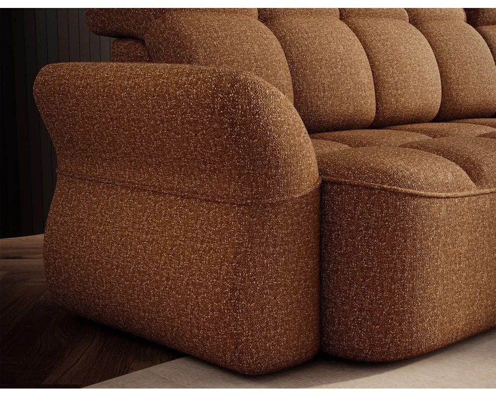 Жълт/кафяв кадифен сгъваем/с място за съхранение ъглов диван (десен ъгъл) Beneth – ELTAP