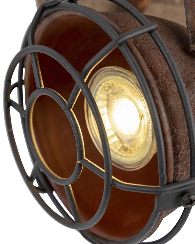 Наклоняем индустриален прожектор ръждиво кафяв с дърво - Gina