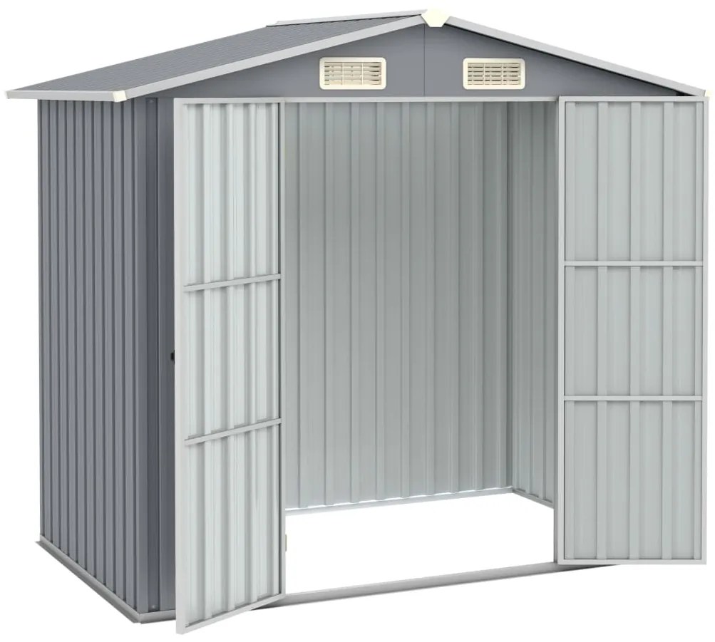 Градинска барака, сива, 205x129x183 см, поцинкована стомана