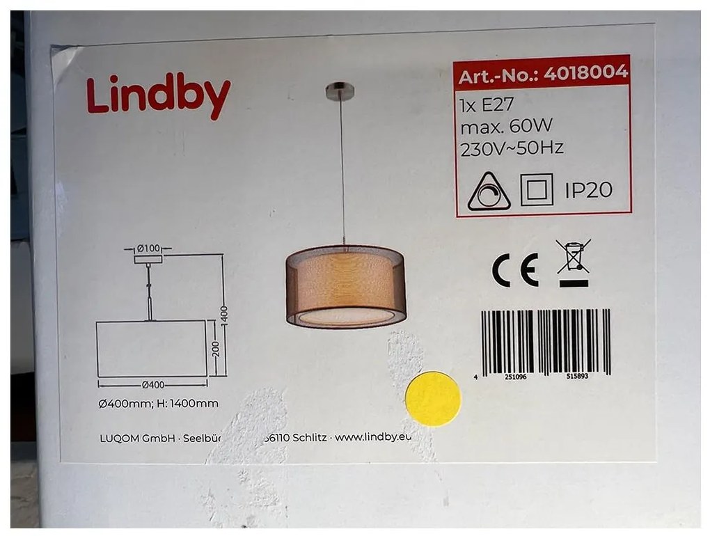 Lindby - Пендел NICA 1xE27/60W/230V