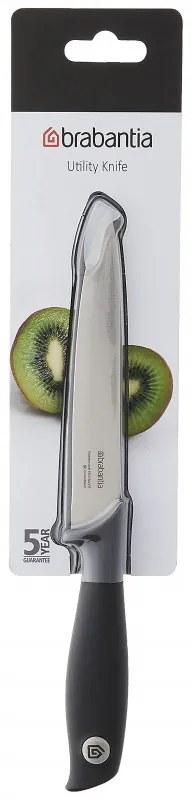 Нож за белене Brabantia Tasty+ 1001166, 9 см, Закалена стомана, Устойчив на надраскване и корозия, Тъмносив