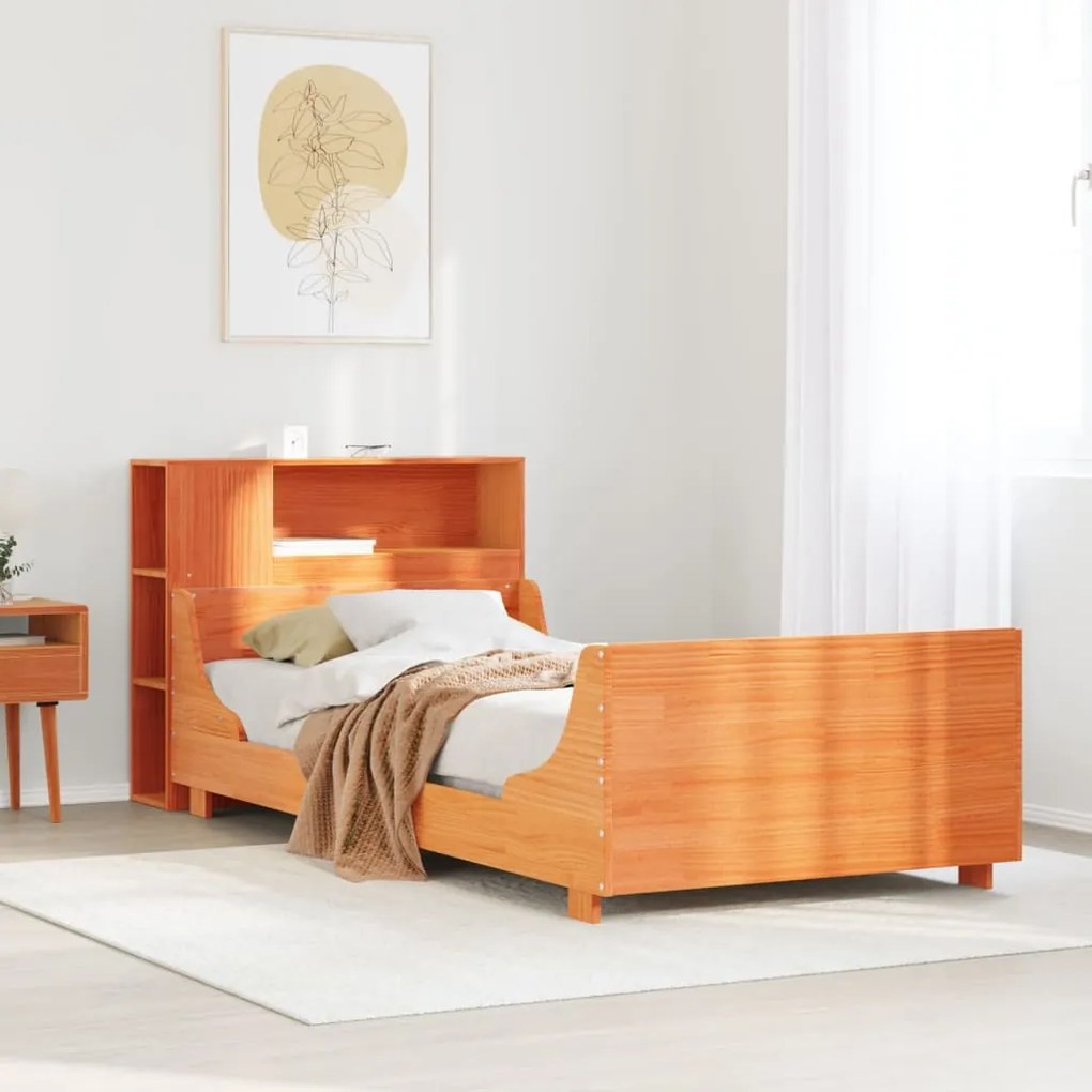 3323784 vidaXL Рамка за легло без матрак, восъчнокафяв, 100x200 см, бор масив