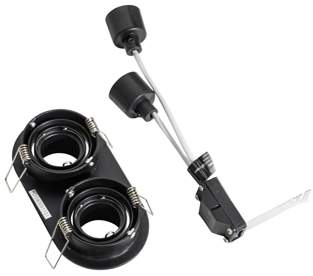 Комплект от 6 вградени спота черни GU10 35mm с накланяне 2-Light - Installa