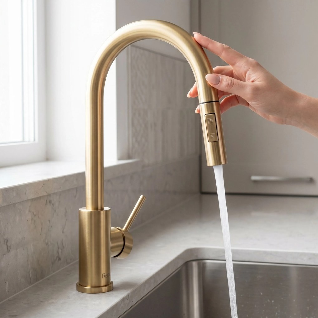 Смесител за кухня Rea Fresh Touch Brush Gold