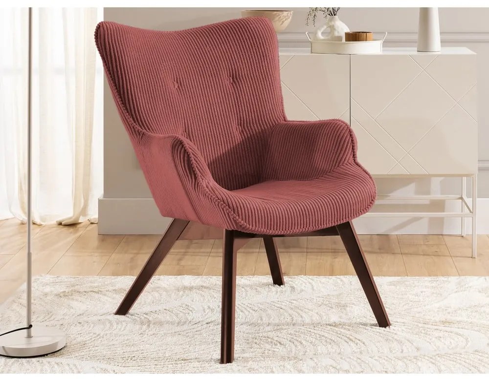 Червено кресло от рипсено кадифе Niko – Ropez