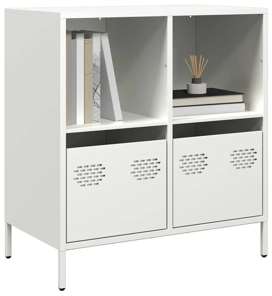 851363 vidaXL Бюфет, бял, 68x39x73,5 см, студеновалцувана стомана