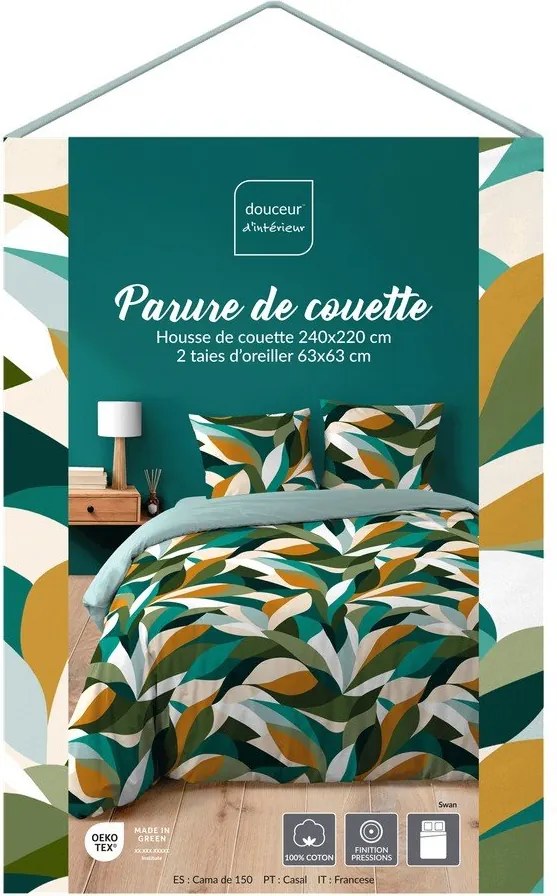 Двойно /удължено 3 части памучно спално бельо 240x220 cm Swan – douceur d'intérieur