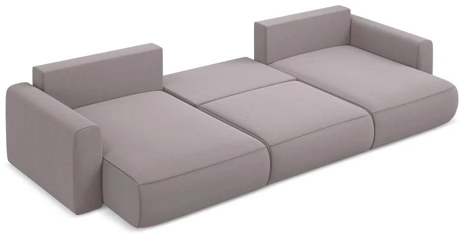 Кадифен разтегателен ъглов диван с място за съхранение в цвят лавандула (U форма) Kapua – Makamii