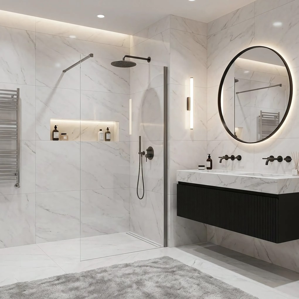 Параван за душ Rea Flexi Transparent / Titan 90