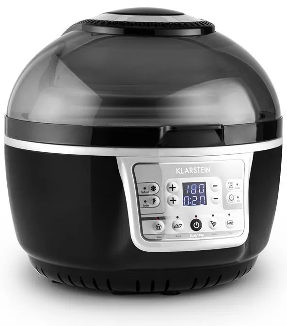Klarstein VITAIR TURBO, 1400W, 9 L, фритюрник с горещ въздух, скара, печене, сиво-черно