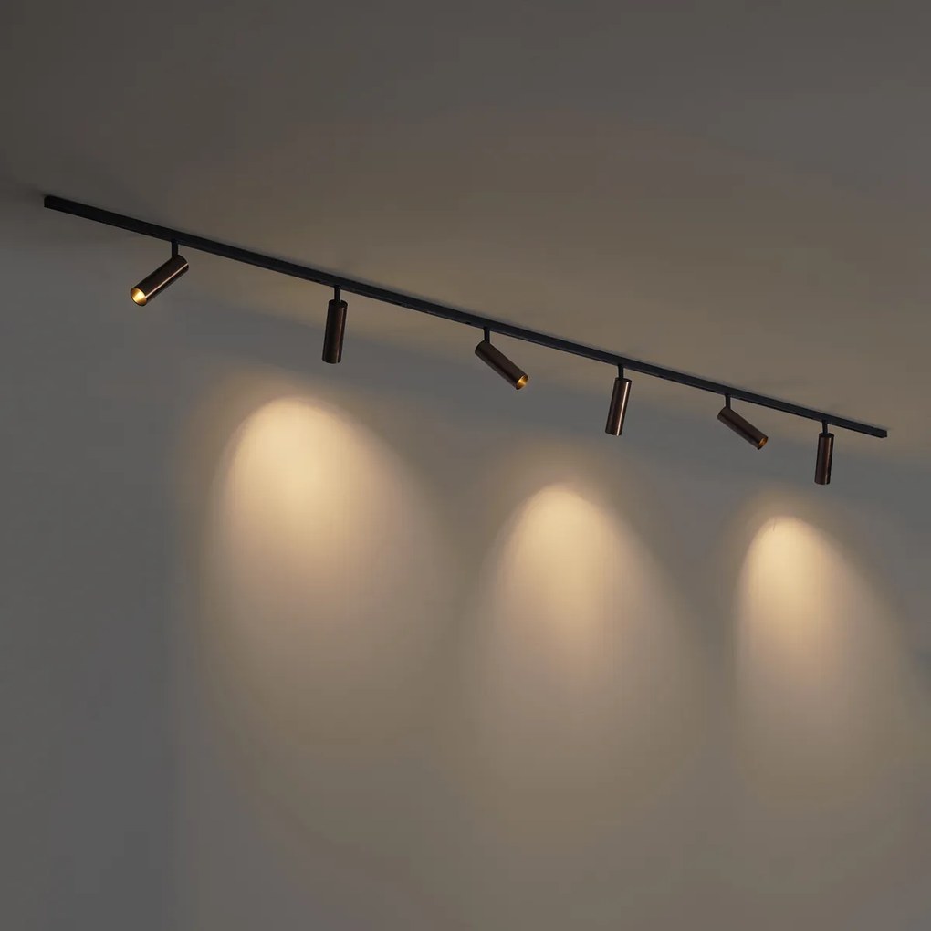Модерна релсова осветителна система с 6 прожектора тъмен бронз 1-фазна - Slimline Uzzy