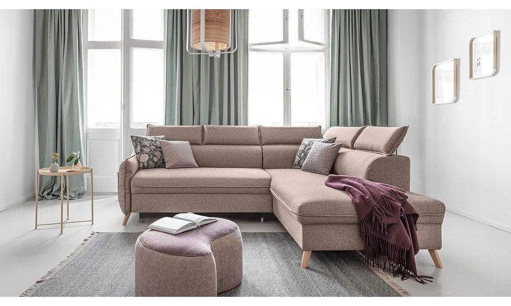 Бежов ъглов разтегателен диван десен ъгъл Sweet Harmony - Miuform