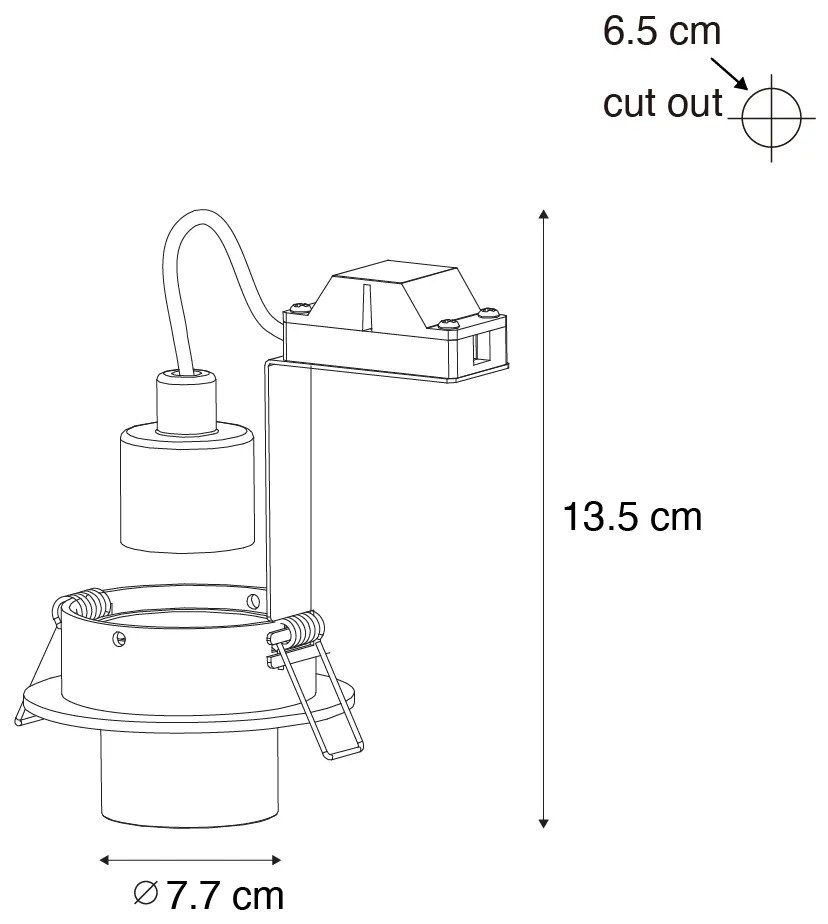 Комплект от 6 вградени спота черни GU10 35mm кръгли с наклон - Installa