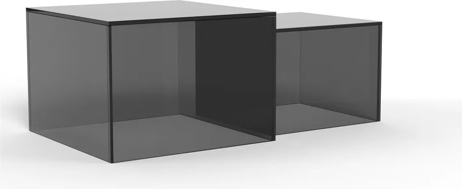 Сиви стъклени масички за кафе в комплект 2 бр. 50x50 cm Dice – Actona