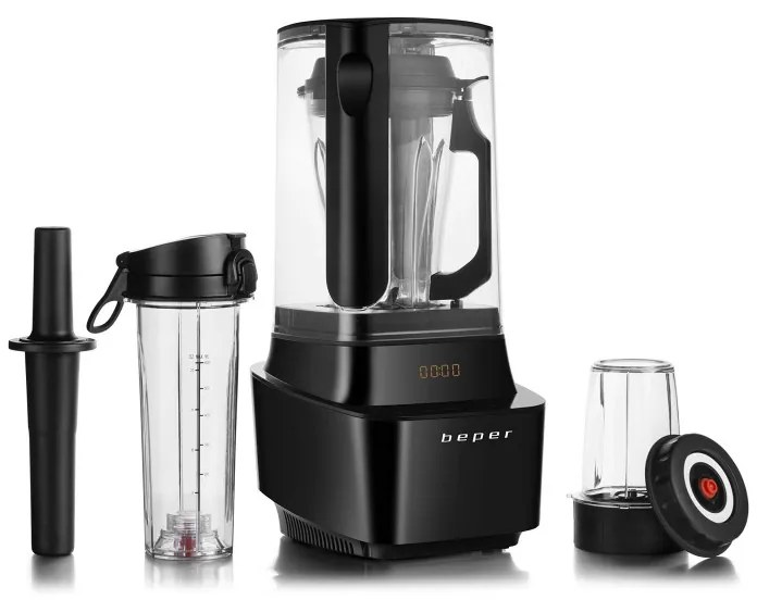 Разопакован: Вакуумен блендер Beper BP.620, 1000W, 1L, BPA Free, Шумоизолираща капачка, Soft Touch, 2скорости+импулси, Черен