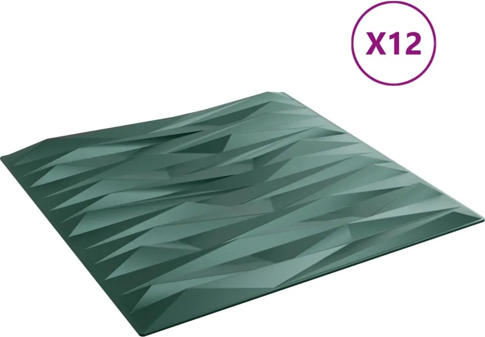 Стенни панели 12 бр зелени 50x50 см XPS 3 м² камък